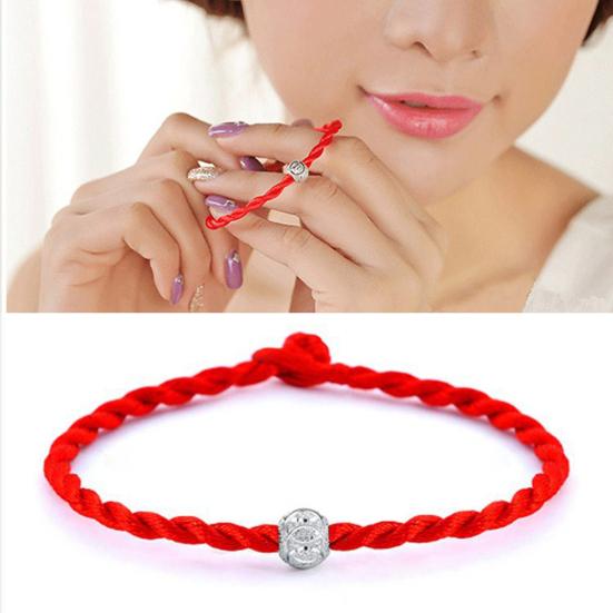 Этнический плетеный браслет из красной веревки с бусинами, унисекс, декор на счастливое запястье