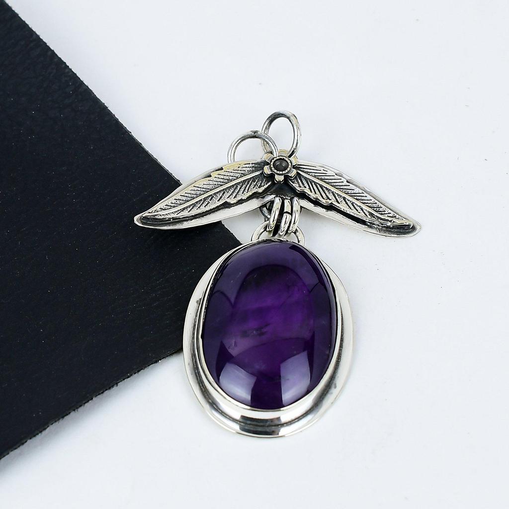 Natural Amethyst Gemstone Silver Pendant In 925 Sterling Silver- Handmade Design, Everyday Wear Jewelry, Unique Pendant Wadding Gifts