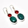 Emerald(Simulated), Garnet Gemstone 925 Silver Plated Jewelry Earring 2.08"