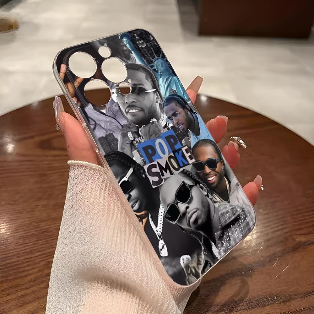 POP SMOKE Famous Rapper Phone Case for iphone 14Pro 15 11 12 16 Pro Max Mini 8 Plus X XR XS SE2020 Transparent Cover