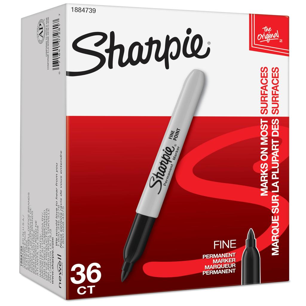 Sharpie Black Permanent Marker Set of 36 F Medium Point Permanent Pen 1884739