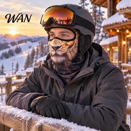 Men Women Mask 3D Animal Balaclava Ski Mask, Lion Leopard Bear Panda Dog Cat Funny Full Face Cover, Winter Windproof for Skiing Cycling Warm Shield