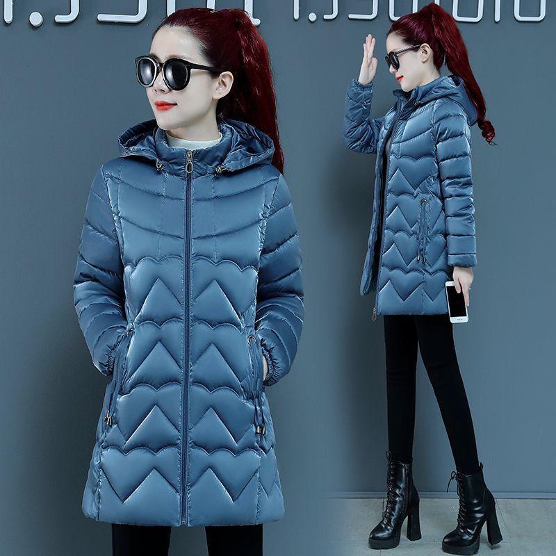 Корейская версия, блестящая хлопковая куртка с жемчужным блеском, не стираемая, легкая и теплая хлопковая куртка средней длины с капюшоном, женское трендовое пальто