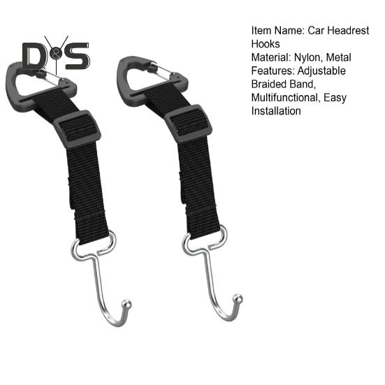 1 пара регулируемых плетеных крючков для автомобильных подголовников, многофункциональные, простые в установке, автоматические вешалки на заднее сиденье, сверхмощные крючки для детской коляски, органайзеры