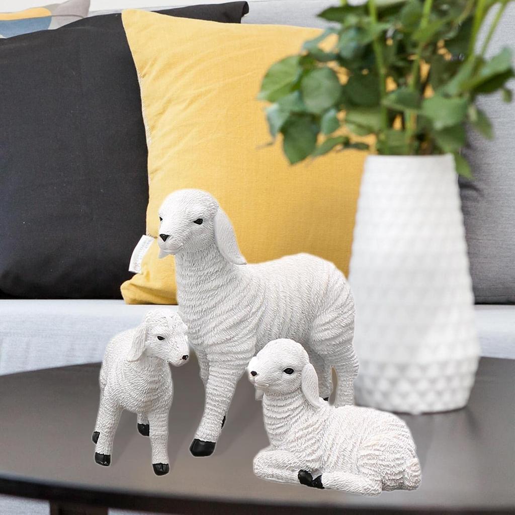Bothyi Полимерная фигурка Ягненок Декор для сада Фермерского двора Подарки Искусственный ягненок Ручная работа, 3 ягненка