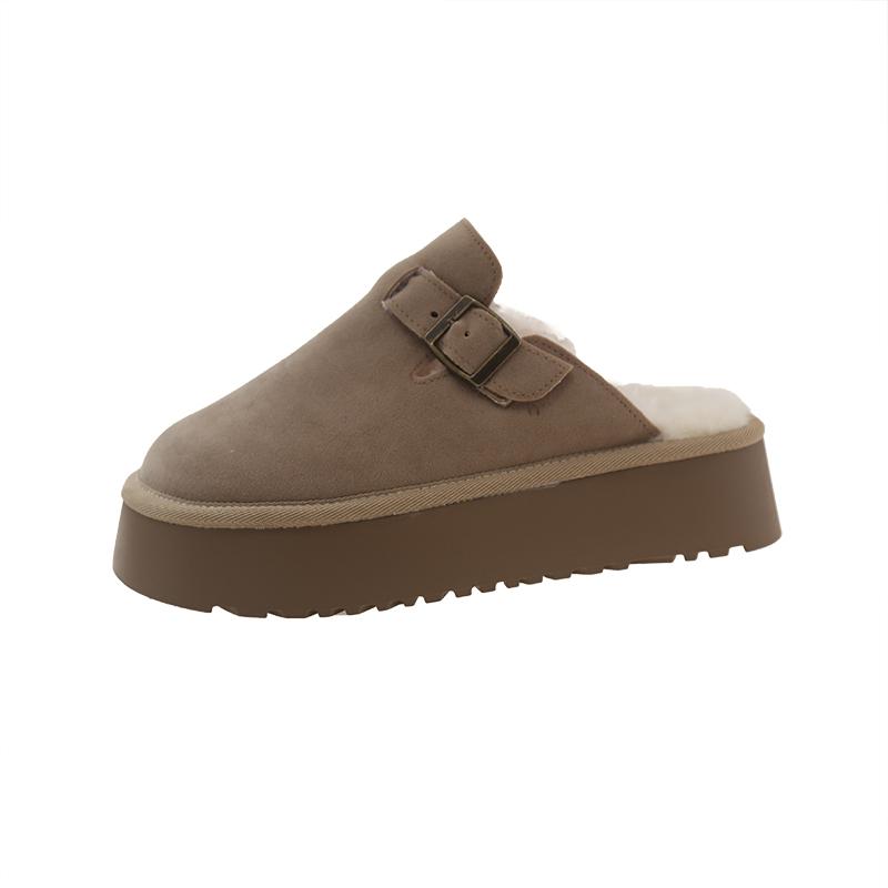 Fashion Aphixta 4.5cm Platform Buckle Dec Women Warm Slipper Furry Indoor Women Mule Shoes Winter Slides Chaussures Femme Zapatos Mujer