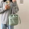Corduroy Bag Women's Large-capacity Shoulder Messenger Bag Literary Small Fresh Mori Series Pumping Belt Mouth Bucket Bag