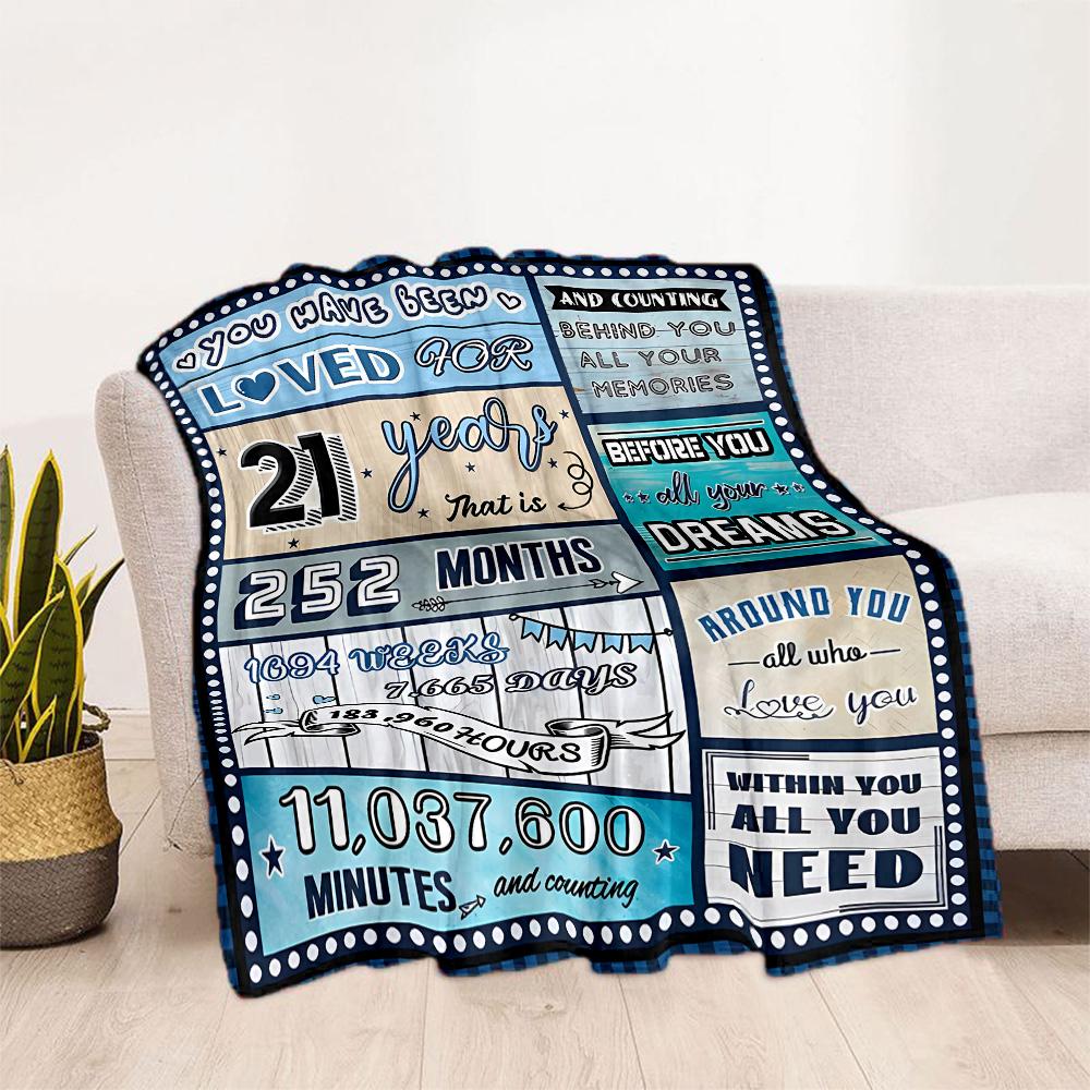 1pc 21th Birthday Celebration blanket Soft and Warm for Sofa Office Camping Travel Livingroom Great Gift for Friends and Family Comfortable