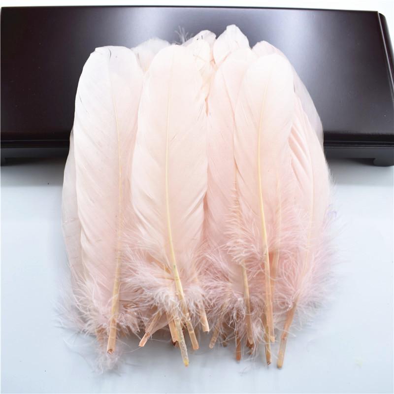 100pcs /Lot Colorful Hard Stick Natural Goose Feathers For Needlework Crafts Feather Handicraft Decor Wedding Accessories Plumes