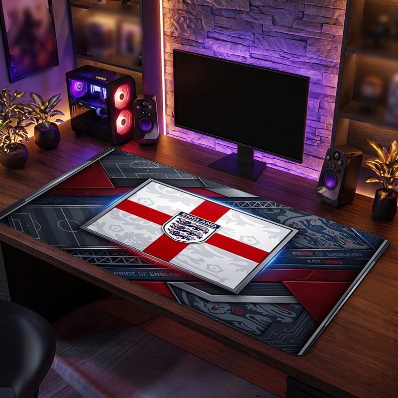 England Football Crest Mouse Pad, Extended Non Slip Rubber Desk Mat for Gaming Office Laptop Fan Gift