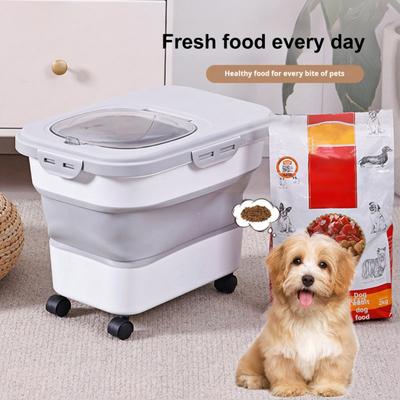 Складной контейнер для хранения корма для кошек и собак с крышкой и колесами, большая емкость для сухой собаки и кошки