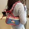 Plaid Lattice Shoulder Bag Rural Style Crossbody Bag Lovely Denim Underarm Bag  Students