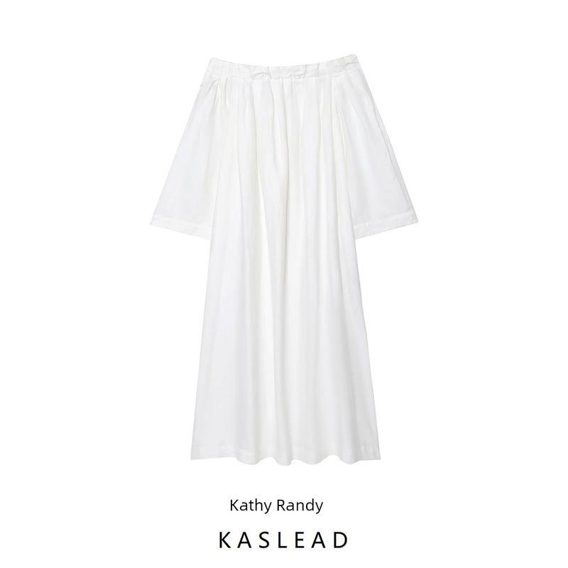 Kaslead New Women Clothes Western Style Fashion Simple off-Shoulder A- Line Blend Dress 8191267