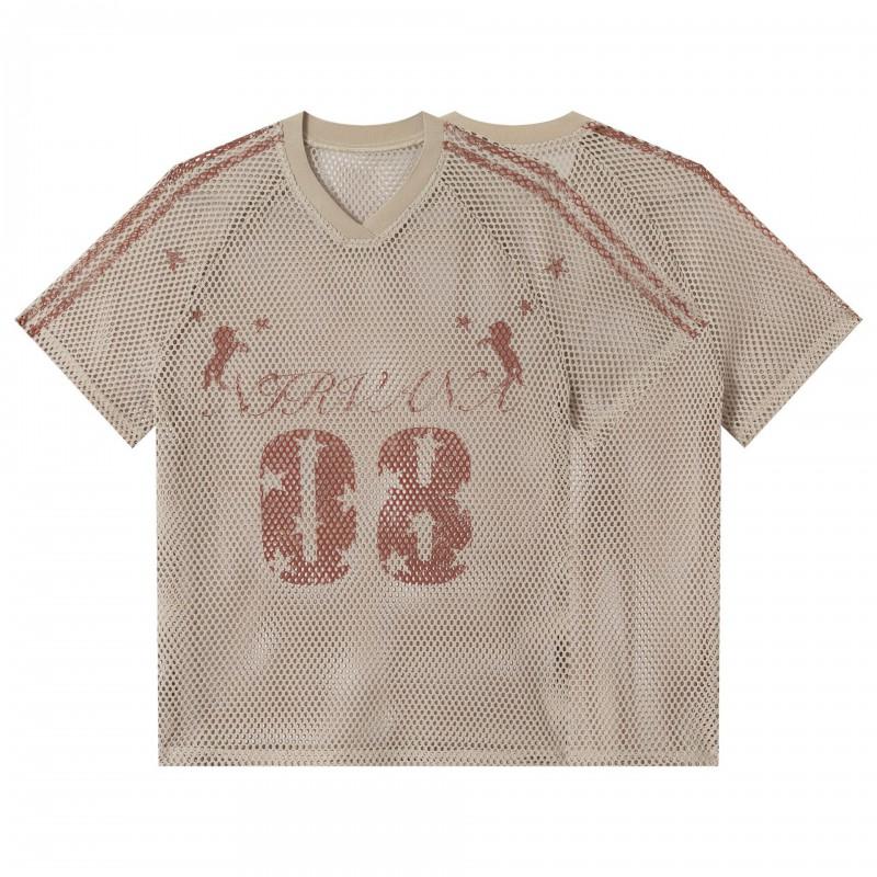 2026 Short Sleeve T Shirt Men Women Loose Fit Mesh Sports Tee Vintage American Style Breathable Casual Top