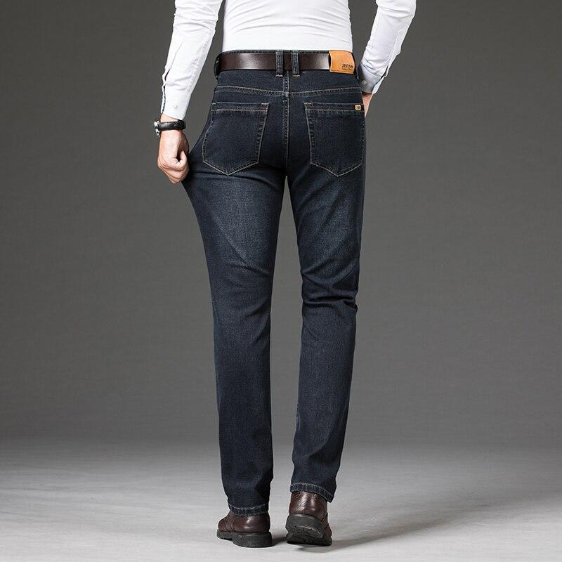 Мужские джинсы Бизнес Обычные прямые джинсы полной длины Повседневные джинсовые брюки Эластичные брюки из эластичной ткани