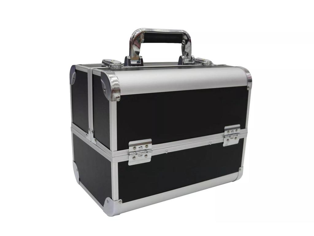 Алюминиевый ящик для косметики и инструментов для дизайна ногтей, татуировок и наращивания ресниц - двойной, открытый, студенческий ящик для хранения