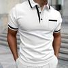 Мужская летняя рубашка с отложным воротником и пуговицами с коротким рукавом контрастного цвета, накладной карман, дышащий пуловер, приталенный повседневный повседневный топ средней длины