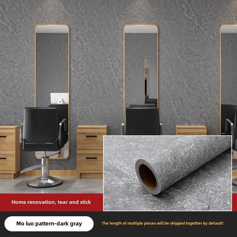 Industrial-Style Gray Micro Cement Self-Adhesive Waterproof Wallpaper for Bedroom or Clothing Store