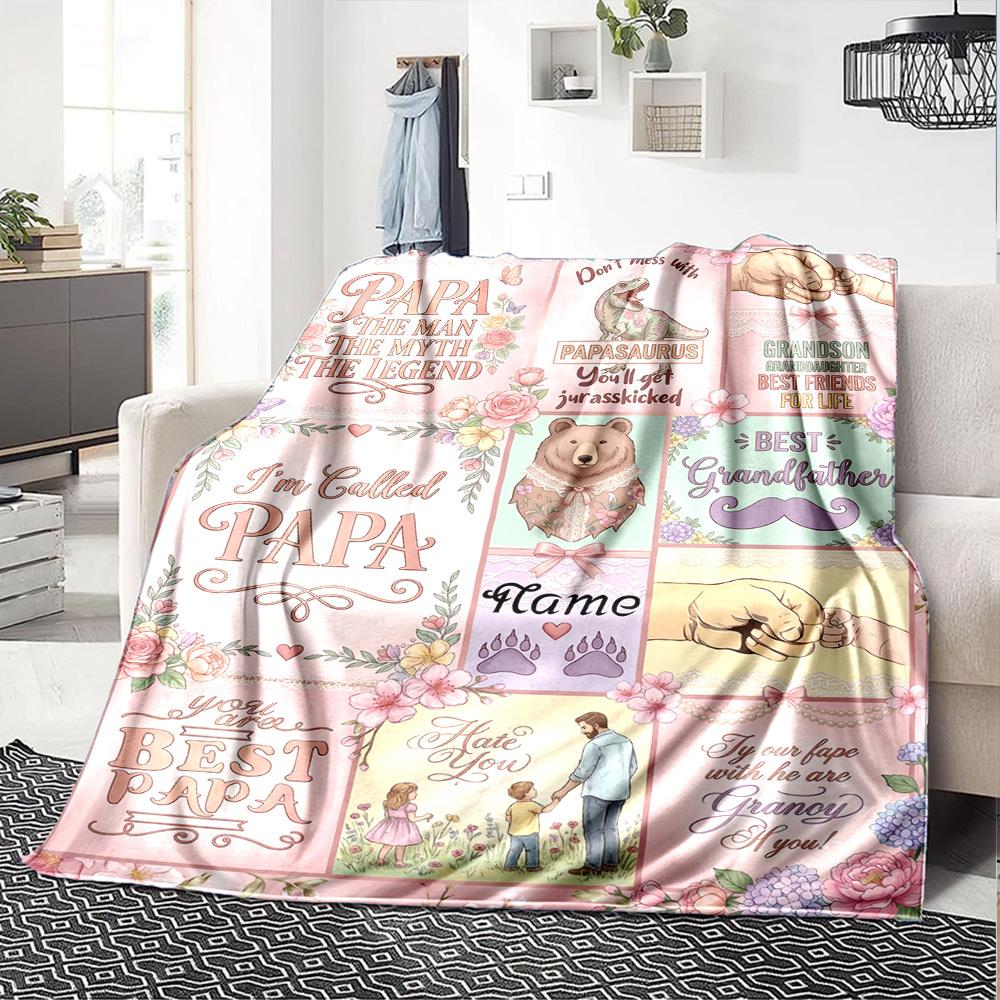 Love Father'S Day Always Blanket Hug Appreciation Themed Blanket Personalized Name Soft Warm And Versatile For Sofa Bed Office And Travel Machine