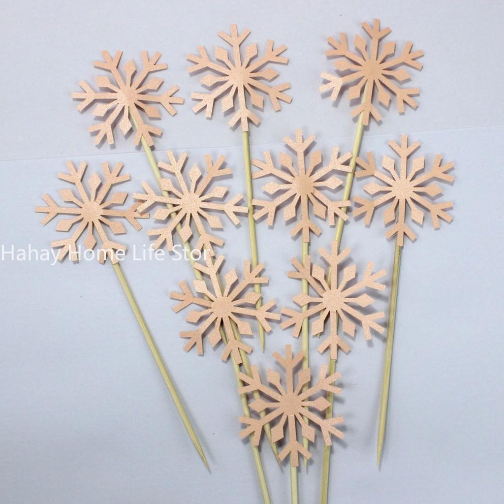 Оптовая продажа 10 шт. снежинки кекс топперы для девочек замороженные украшения для дня рождения дети рождественские принадлежности для торта аксессуары