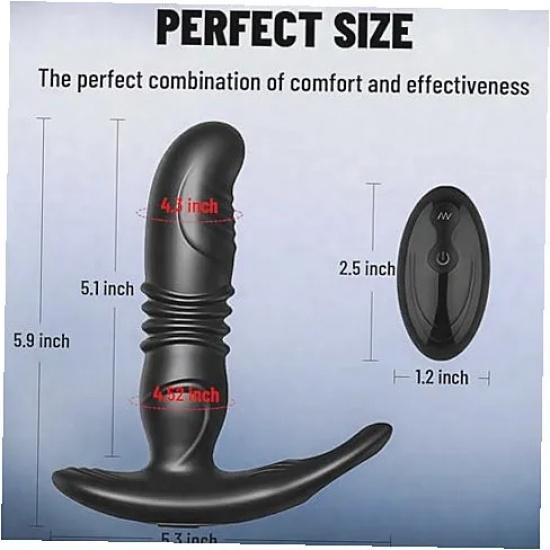 Multifunctional Anal Butt Plug Vibrator Telescopic Thrusting Design Dual Motor Vibration Scrotum Clamp Function Waterproof