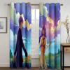 Аниме Парочка Принт Высокая Затенение Шторы Романтика для Спальни Плотная Затемняющая Штора Эстетический Стиль Узор Шторы Многоцветный