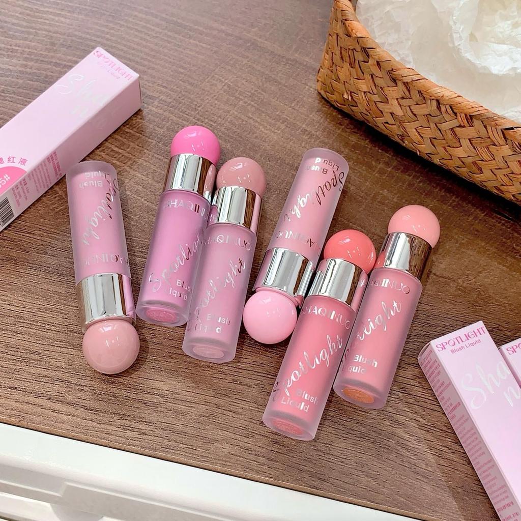 SHAQINUO Сияющие жидкие румяна и хайлайтер дуо 12ч сияние росы Легкий водно-гелевый Наслаиваемый Зеркало