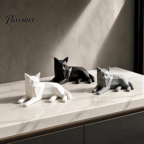 Минималистичные геометрические фигурки кошек, 3D-печатная фигурка, настольная скульптура для влюбленных, креативные настольные аксессуары, женская статуэтка маленького животного в скандинавском стиле