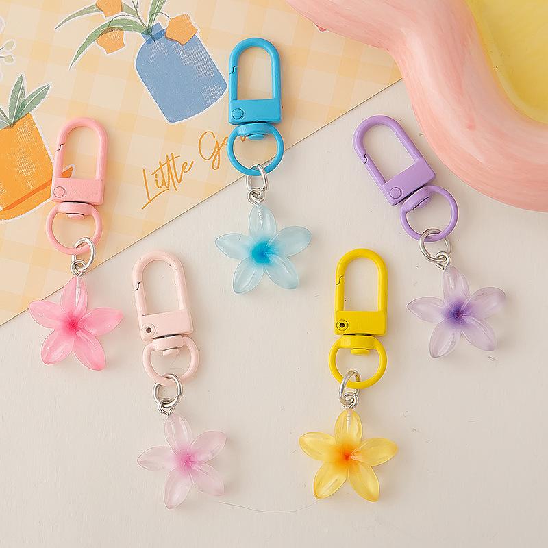 Sweet Colorful Jelly Flower Key Chain Color DIY Flower Cute Keychains Pendant Student Girls Resin Bag Pendant Keyring Jewelry