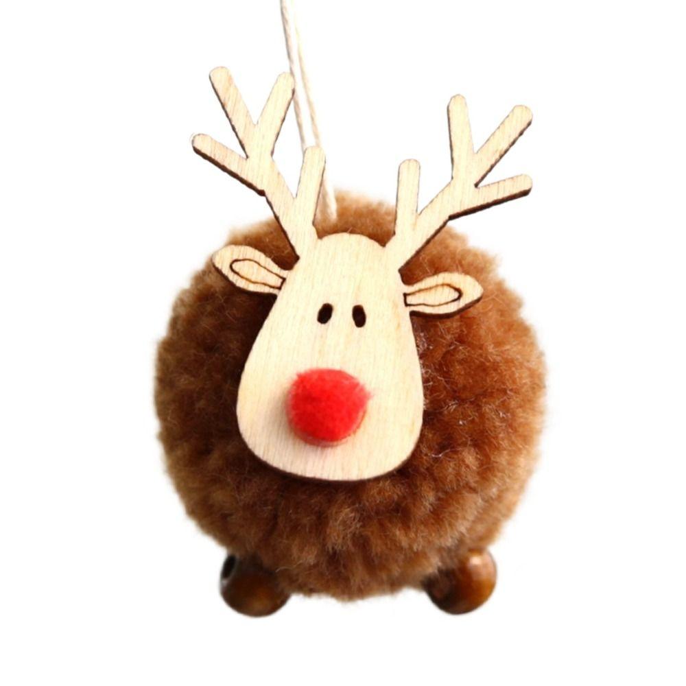 Felt Deer Wooden Deer Ornaments Wooden Elk Elk Hanging Pendant Christmas Tree Ornaments New Year