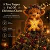 Handmade Style Tree Accents Highland Cow Glowing Star Topper, Lighted Christmas Decoration with Charming Gift for Warm LED, Battery Operated