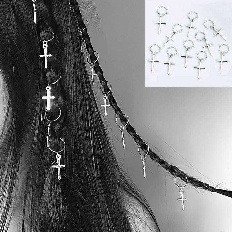 European and American Personalized Small Dreadlocks Trendy Braided Hair Headdress XINGX Cross DIY Pendant Hair Accessories Barrettes Ornament Women