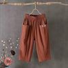 Hemp and Linen Shorts Women's Summer Loose Plus Size Linen Elastic Waist Narrow Trousers Legs Loose Trousers for Daily Wear