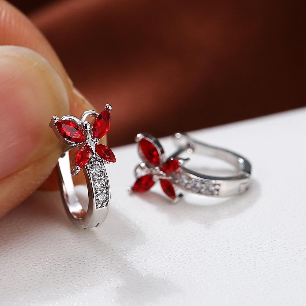 1 пара милых серег-капель серебряного цвета в форме бабочки, серьги-подвески огранки «маркиз», синие, белые, красные, зеленые, с камнями, висячие серьги, ювелирные изделия для свадебной вечеринки