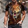 Fashion Men's Round Neck Short Sleeve T-shirt 3D Printed Colorful Hidden Wolf Tee Men's Casual Sport Short Sleeve Streetwear Top