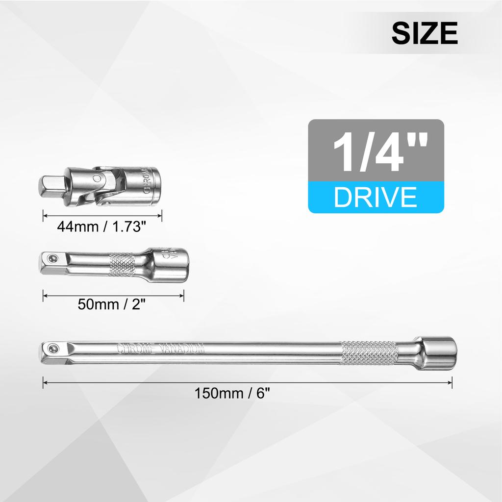 Удлинитель для торцевых головок 1/4" 1/2", 2" 3" 4" 5" 6" 10", Удлинитель для трещотки, CR-V, Квадратный привод, Универсальный шарнир