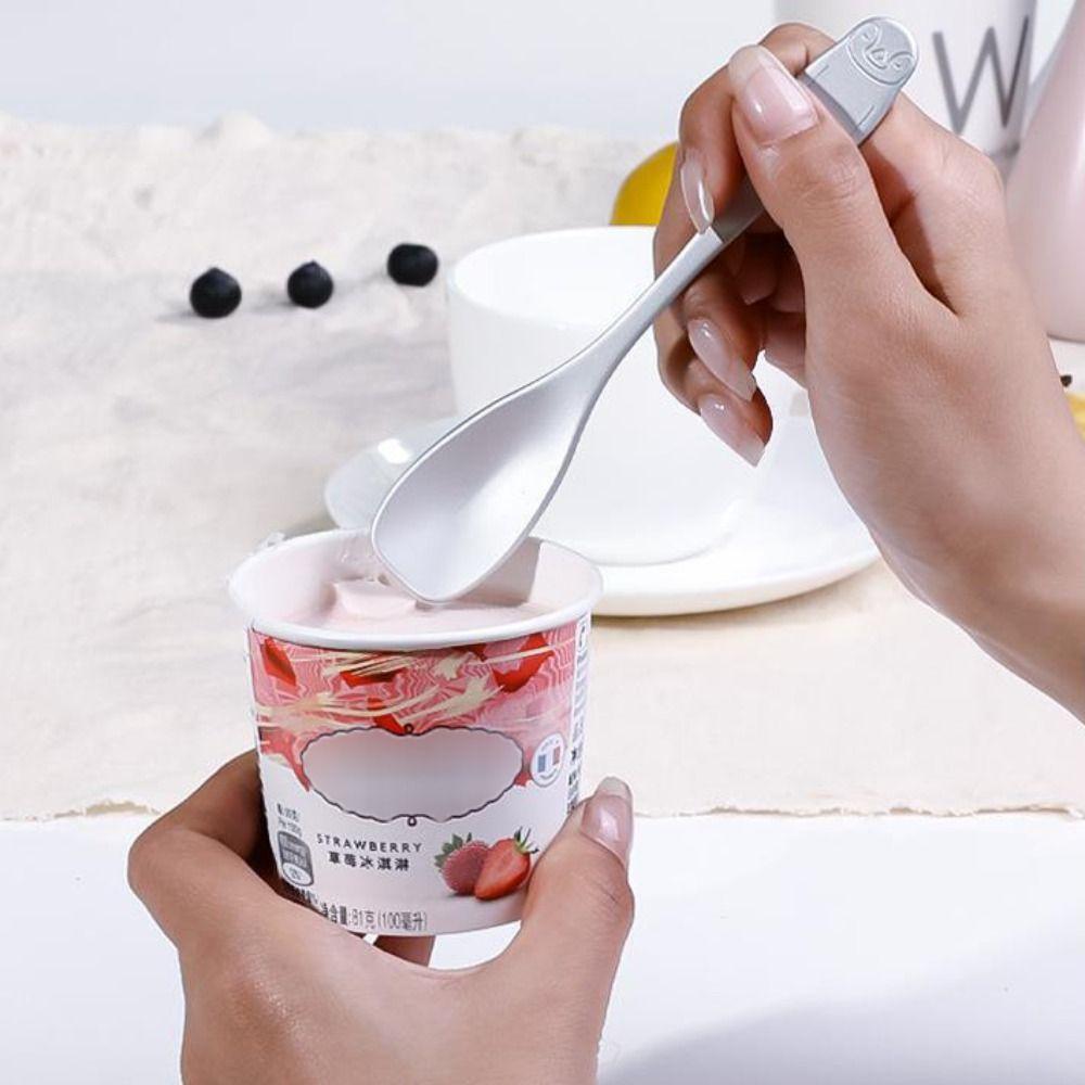Dessert Scoop Aluminum Ice Cream Spoon Japan Penguin/bear Pattern Dessert Spoon Self-melting Type Silver Coffee Spoon Cake
