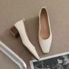 Fashion With Medium Heels Office Block Heel Square Chunky Shoes for Women Woman Pumps Toe Spring Summer 2025 Non Slip Luxury Brand Trend