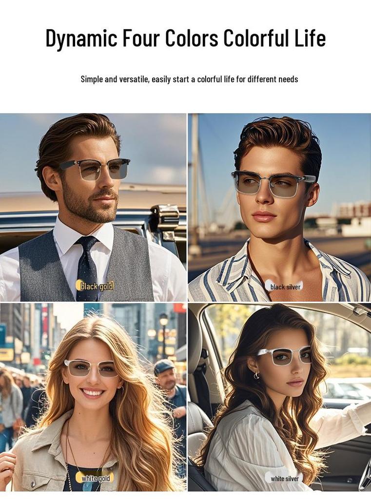 Smart AI Bluetooth Glasses GS13: Photochromic Metal Fashion with High-End Translation Features