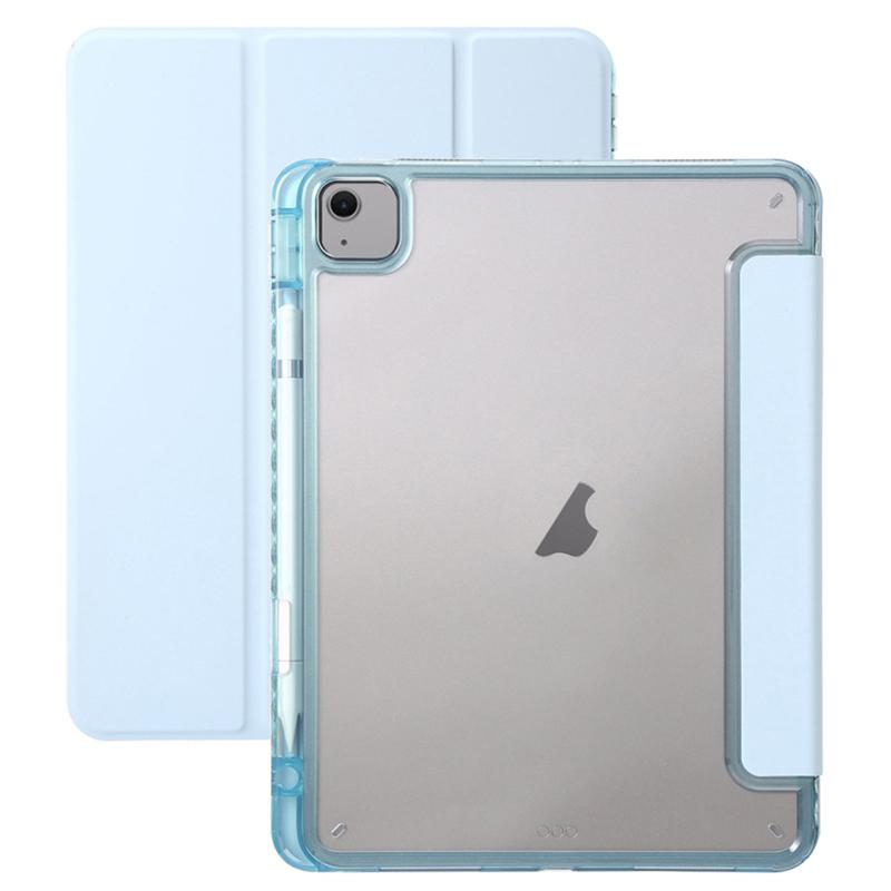 Для iPad Эйр 13 (2025)/(2024) Чехол-подставка трифолд с акриловой задней крышкой и ПУ кожей, противоударный чехол для планшета