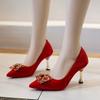 Summer High Heels Women's Autumn New Red Xiuhe Wedding Dress Can Usually Wear High Heels Pointed