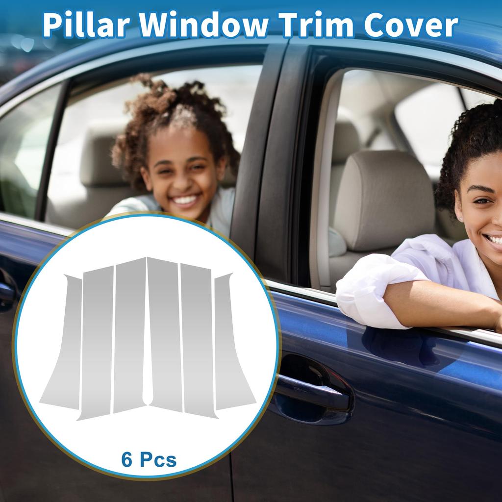ABSOPRO Door Pillar Window Trim Stickers for Pillar Door Outer Exterior Covers for Mitsubishi Outlander Silver Tone Anti-Scratch Posts, 2011-2014,
