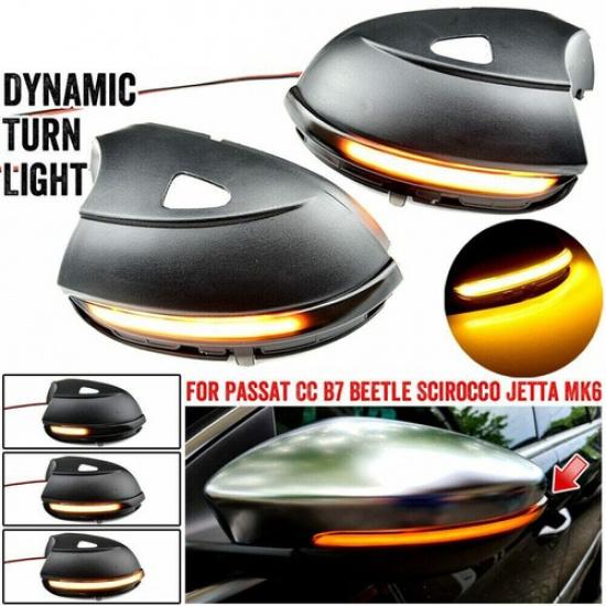 LED Sequential Side Mirror Turn Signal Lights 2Pc For VW Passat CC B7 Jetta MK6