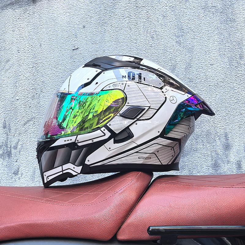 Orz motorcycle helmet peel-off helmet double lens big tail locomotive racing helmet running helmet men and women keep warm in winter