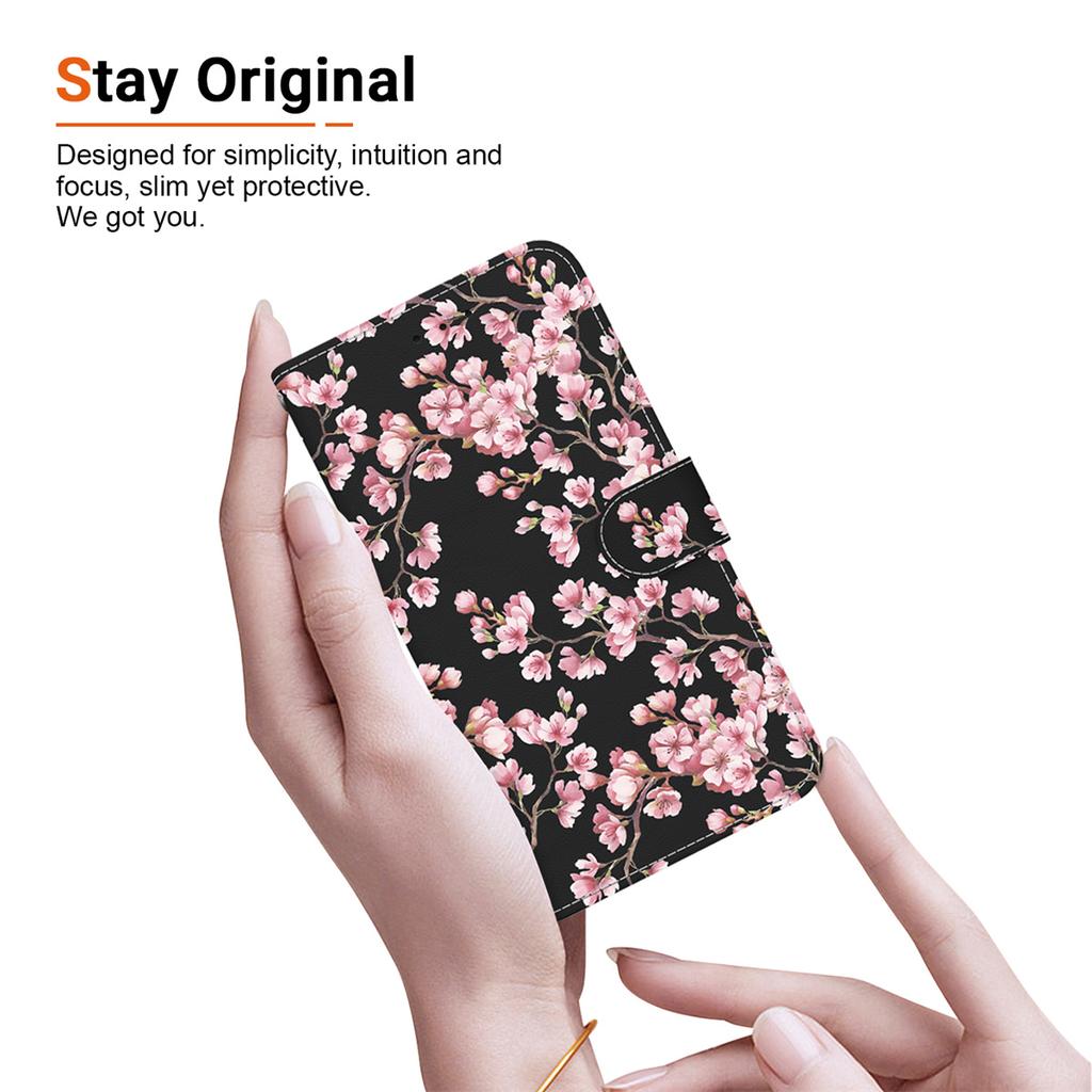 Plum Blossom Pattern Flip Wallet PU Leather Case with For iPhone Samsung Umidigi Infinix  TECNO...Suitable for Over 900 Phone Models