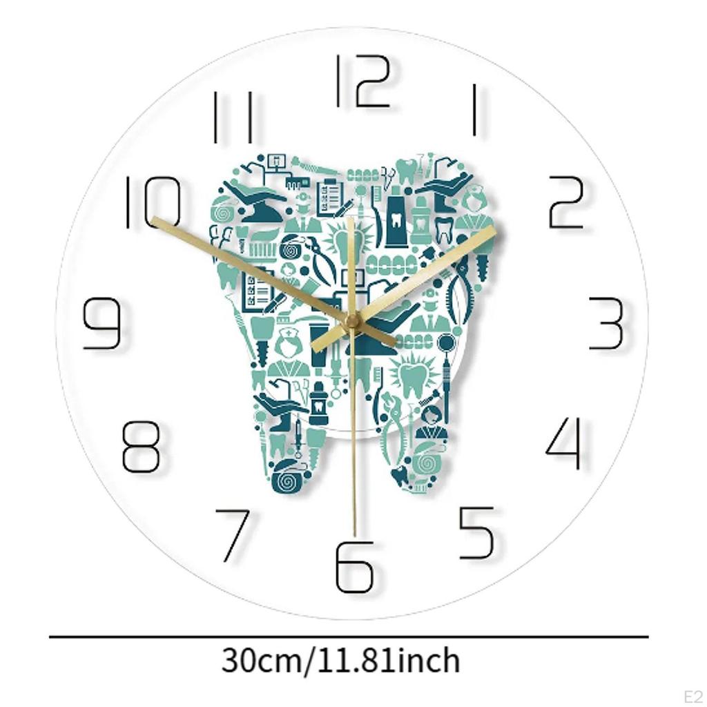 Настенные часы в виде зуба, бесшумные 30 см, современные часы для домашнего декора, круглые подвесные часы для гостиной