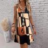 Summer Women All Over Print Round Neck Dress Casual Sleeveless Dress