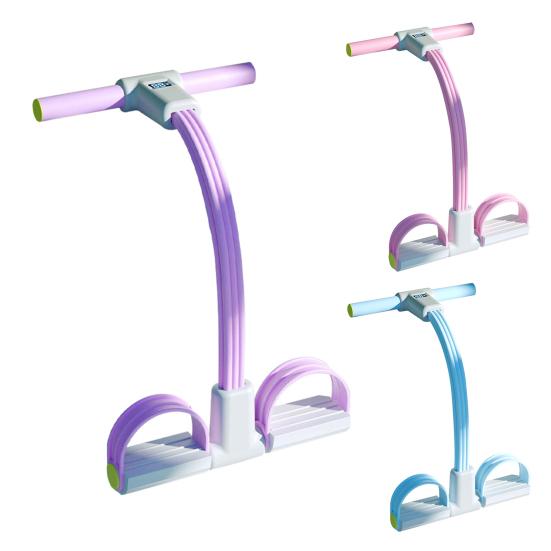 Pedal Ankle Puller with Counter 4/6-Tube LED Display Resistance Band with Handle Elastic Yoga Sit-up Pull Rope Pedal Tensioner Exerciser Equipment
