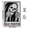 Vintage Skull Sign - "Stay Positive" 8x12 Inch Humorous Metal Decor for Alternative Spaces