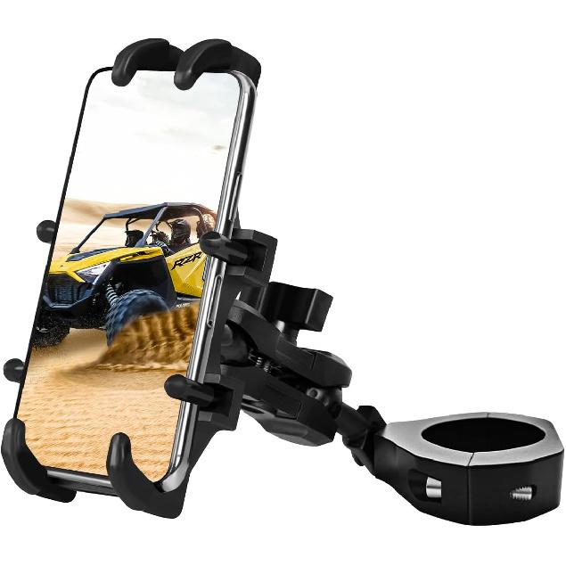 UTV Phone Mount For 1.75"-2" Roll Bar, 360°Rotation UTV Phone Holder With 8 Claws, Aluminum Alloy Heavy Duty Smartphone Holder Hang On To 4.7"-7.1"